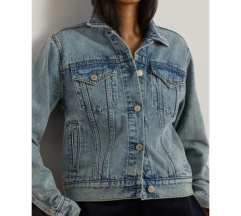 Lauren Ralph Women's Paizley Rigid Denim Trucker Jacket