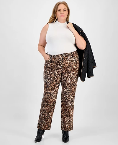 Jones New York Plus Printed Lexington Straight-Leg Pants