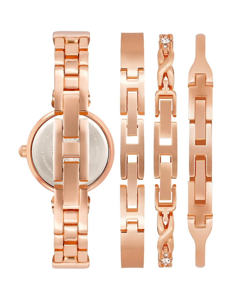 Anne Klein Women's Quartz Rose Gold-Tone Metal Alloy Bangle Watch Set