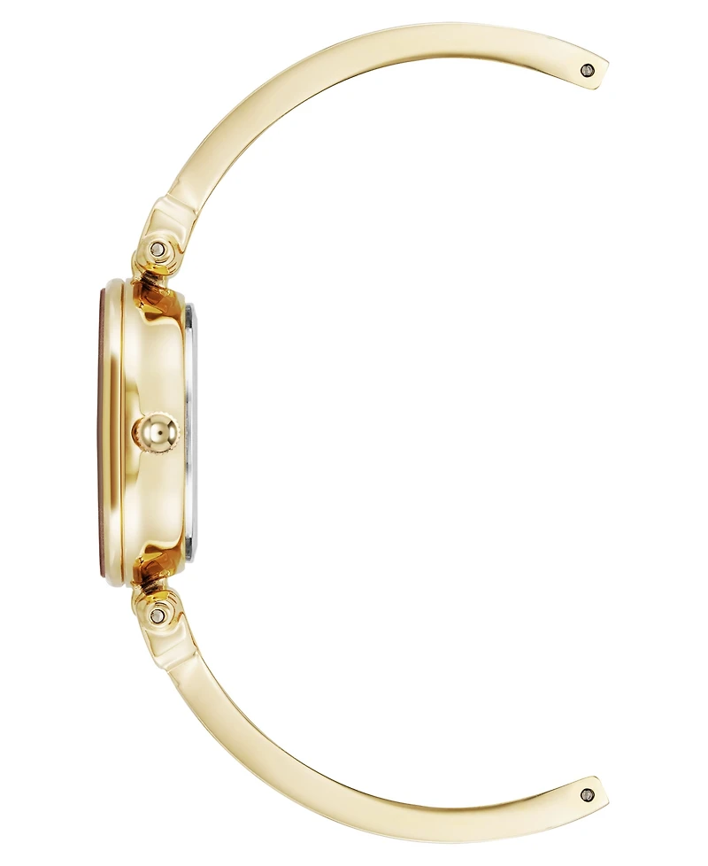 Anne Klein Women's Quartz Round Pink and Gold-Tone Metal Alloy Bangle Watch, 28mm