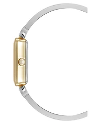 Anne Klein Women's Quartz Rectangular Black and Two-Tone Metal Alloy Bangle Watch, 23mm