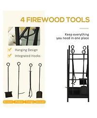 Outsunny 18" 2-Tier Firewood Log Wood Storage Rack & Accessories