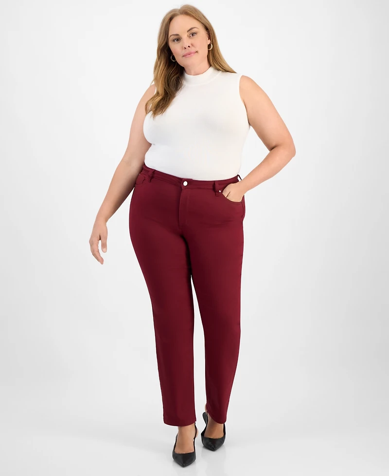 Jones New York Plus Lexington High-Rise Straight Pants