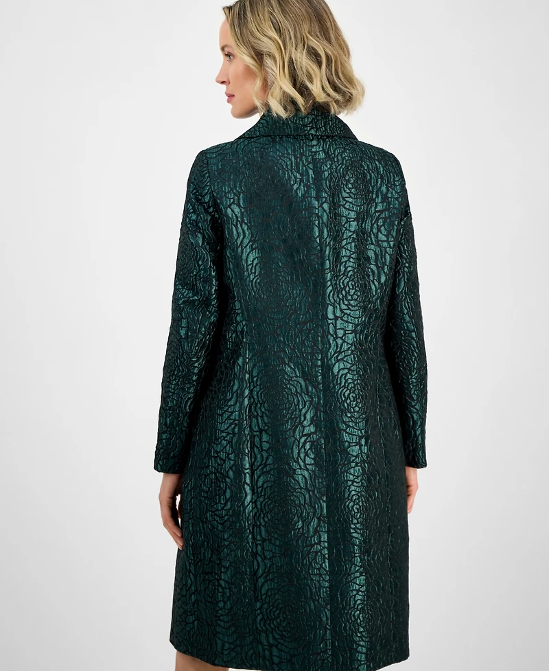 Kasper Women's Damask Peter-Pan-Collar Coat, Regular & Petite