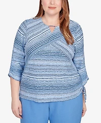 Alfred Dunner Plus As Usual Spliced Textured Stripe Knit Top