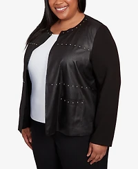 Alfred Dunner Plus As Usual Sweater Trim Pull On Jacket
