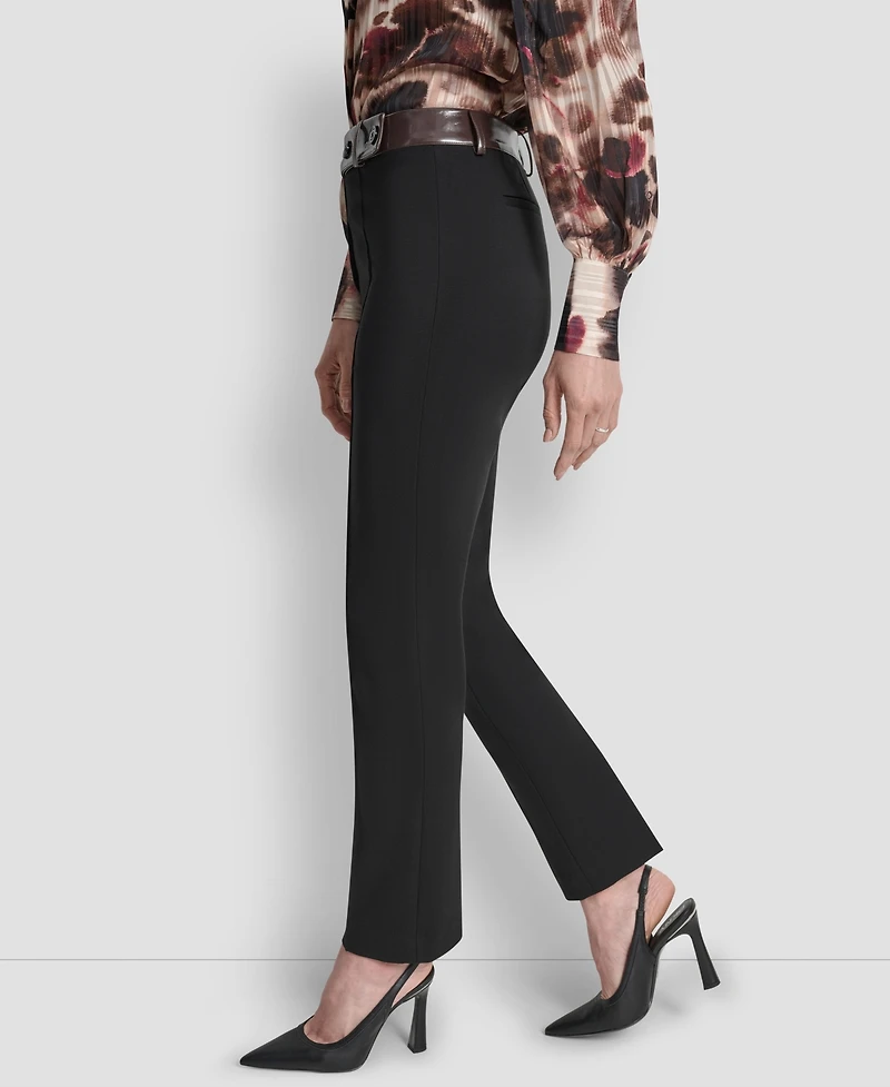 Dkny Women's Straight Pintuck Mid Rise Trousers