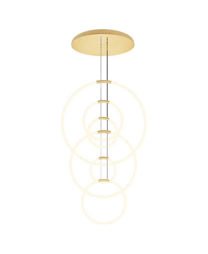 Cwi Lighting 63" Metal Hoops 6 Light Led Chandelier
