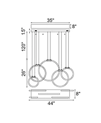 Cwi Lighting 27" Metal Hoops 5 Light Led Chandelier