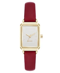 Nine West Women's Quartz Everyday Burgundy Leather and Gold-Tone Watch, 25mm