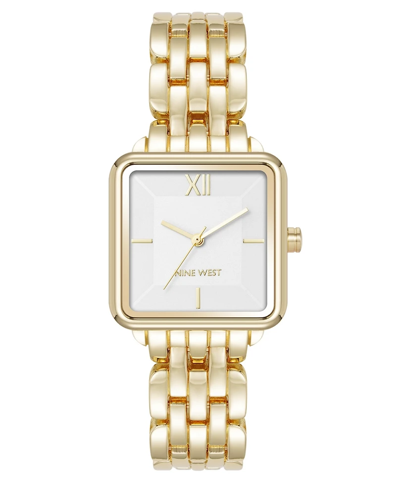 Anne Klein Women's Quartz Square Gold-Tone Metal Alloy Watch, 29mm