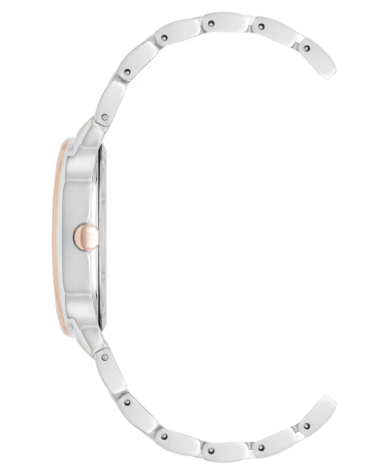 Anne Klein Women's Quartz Delicate Oval Silver-Tone and Rose Gold-Tone Metal Alloy Watch, 23mm