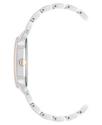 Anne Klein Women's Quartz Delicate Oval Silver-Tone and Rose Gold-Tone Metal Alloy Watch, 23mm