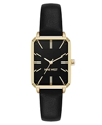Nine West Women's Quartz Petite Leather and Gold-Tone Watch