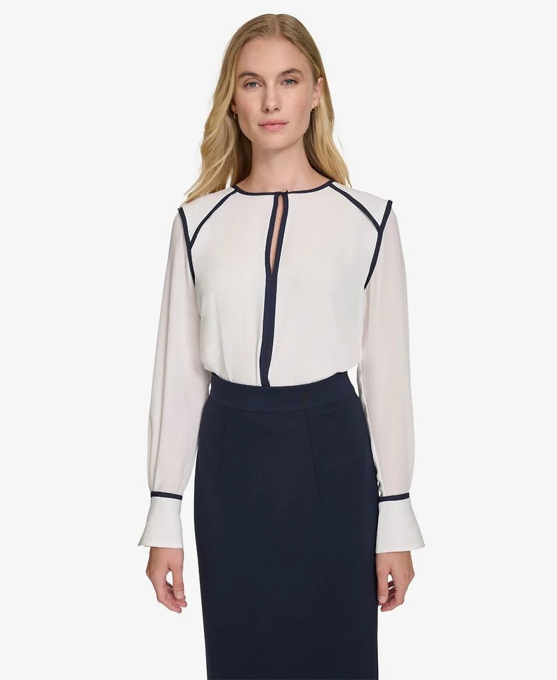 Tommy Hilfiger Women's Long Sleeve Tipped Top