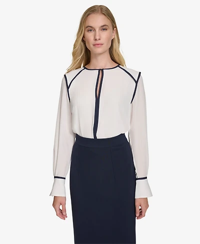 Tommy Hilfiger Women's Long Sleeve Tipped Top