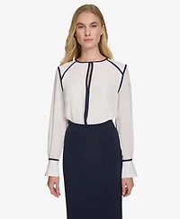 Tommy Hilfiger Women's Long Sleeve Tipped Top