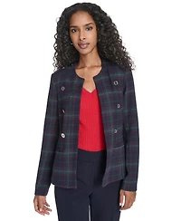 Tommy Hilfiger Women's Windowpane Open Front Band Jacket