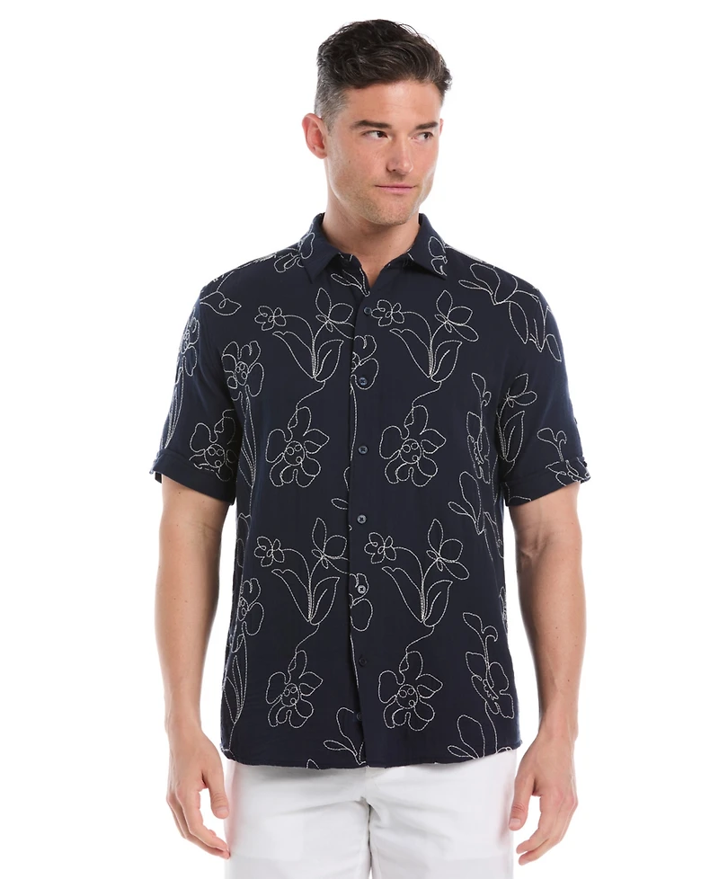 Cubavera Men's Embroidered Short Sleeve Button Down Shirt