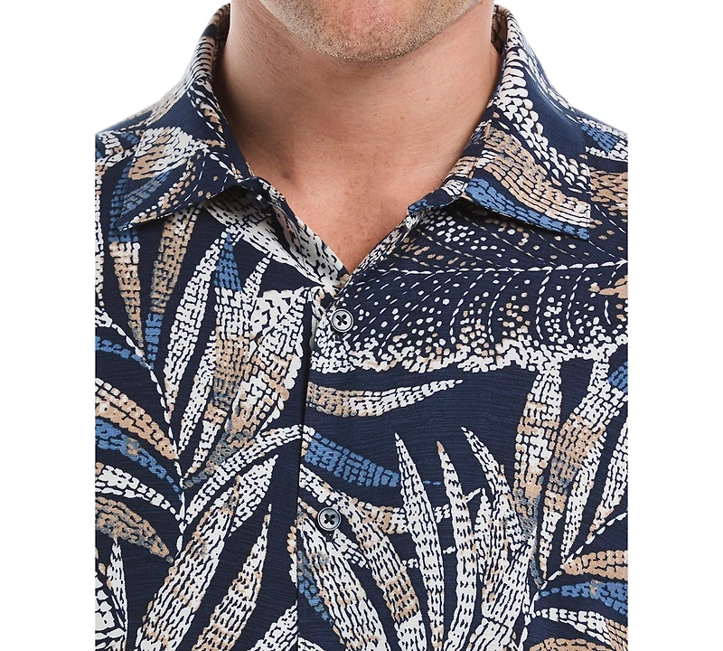 Cubavera Men's Big & Tall Pointillism Tropical Print Button Down Shirt