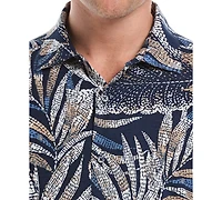 Cubavera Men's Big & Tall Pointillism Tropical Print Button Down Shirt