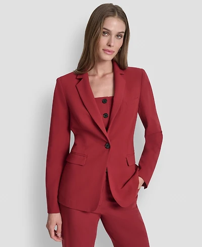 Dkny Women's Padded Shoulder One-Button Jacket