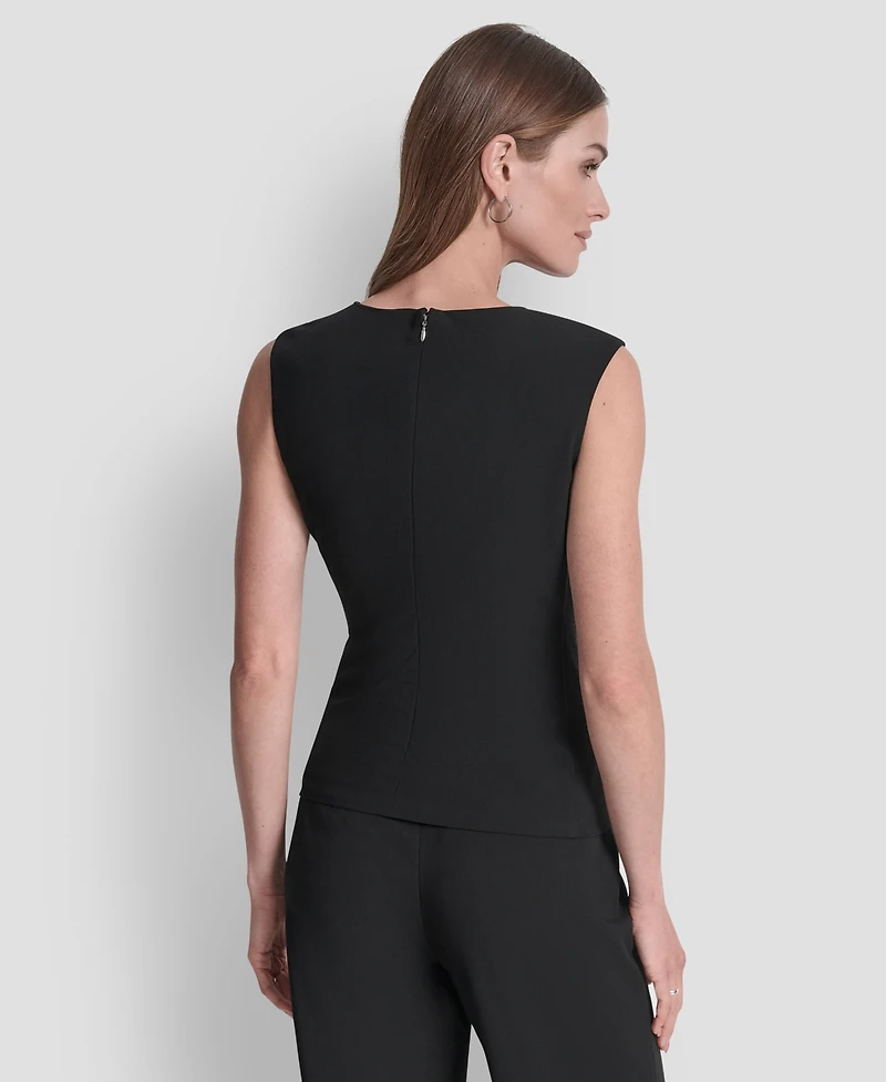 Dkny Women's Ruched Side Structured Sleeveless Top
