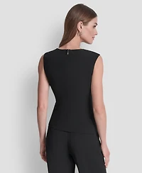 Dkny Women's Ruched Side Structured Sleeveless Top