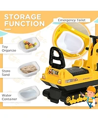 Qaba Kids Ride on Tractor with Storage, Excavator Scooter Gift for Kids