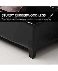 Homcom Storage Ottoman Bench 3-seater Pu Leather Furniture Foot Stool