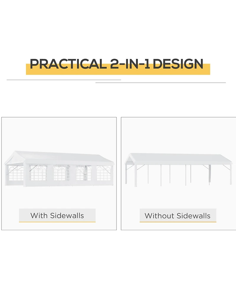 Outsunny 13' x 26' Heavy-duty Large Wedding Tent with Sidewalls,