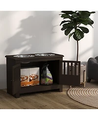 PawHut Dog Food Storage Cabinet with Bowls & Feeding Station,