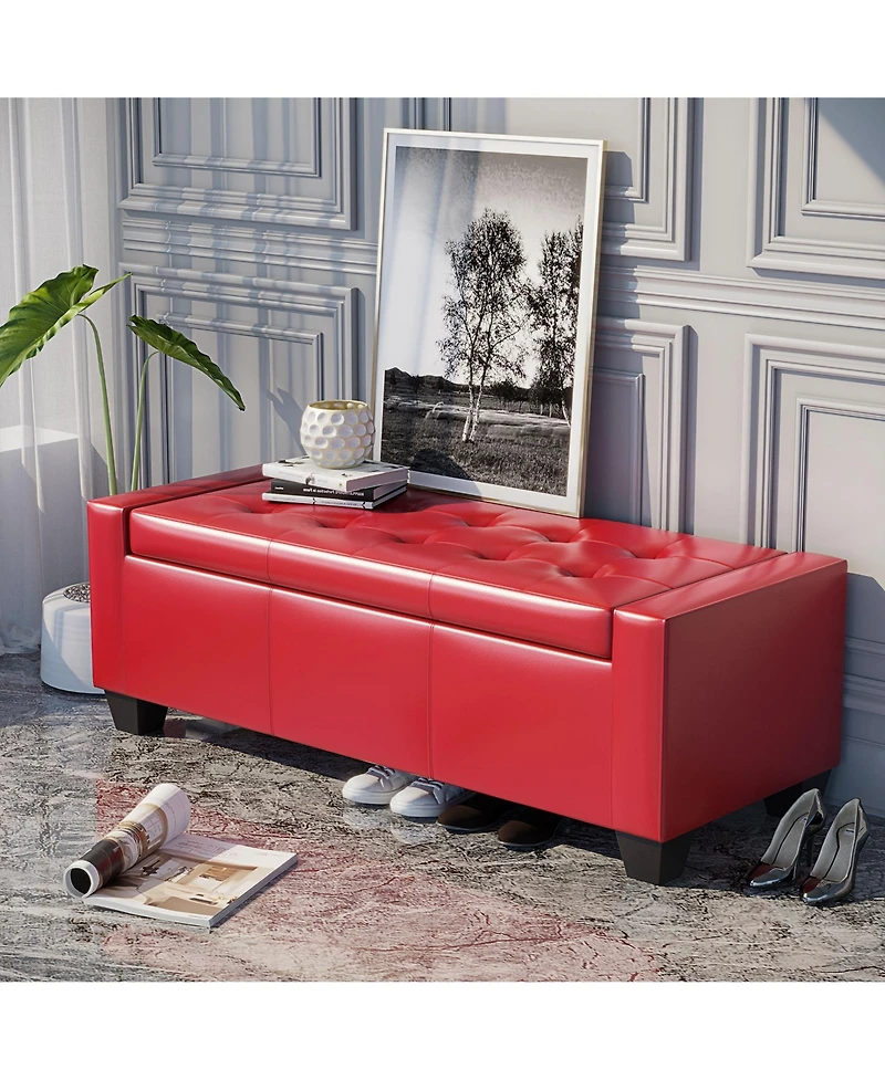 Homcom Modern Hardwood Ottoman Storage Sofa with Thick Square Legs and Solid Base