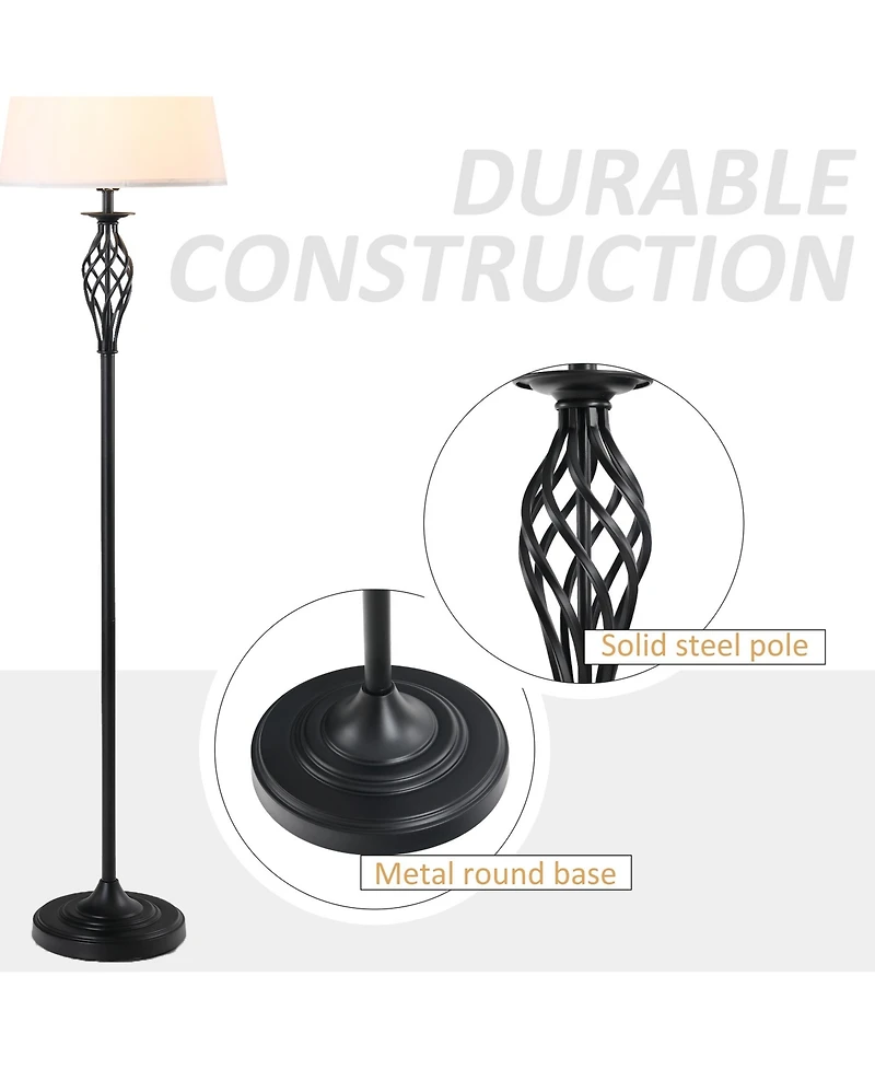 Homcom 3 Piece Floor Lamps with Rounded Base and Steel Pole, and