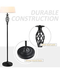 Homcom 3 Piece Floor Lamps with Rounded Base and Steel Pole, and