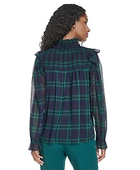 Tommy Hilfiger Women's Plaid Peasant Mock Neck Top