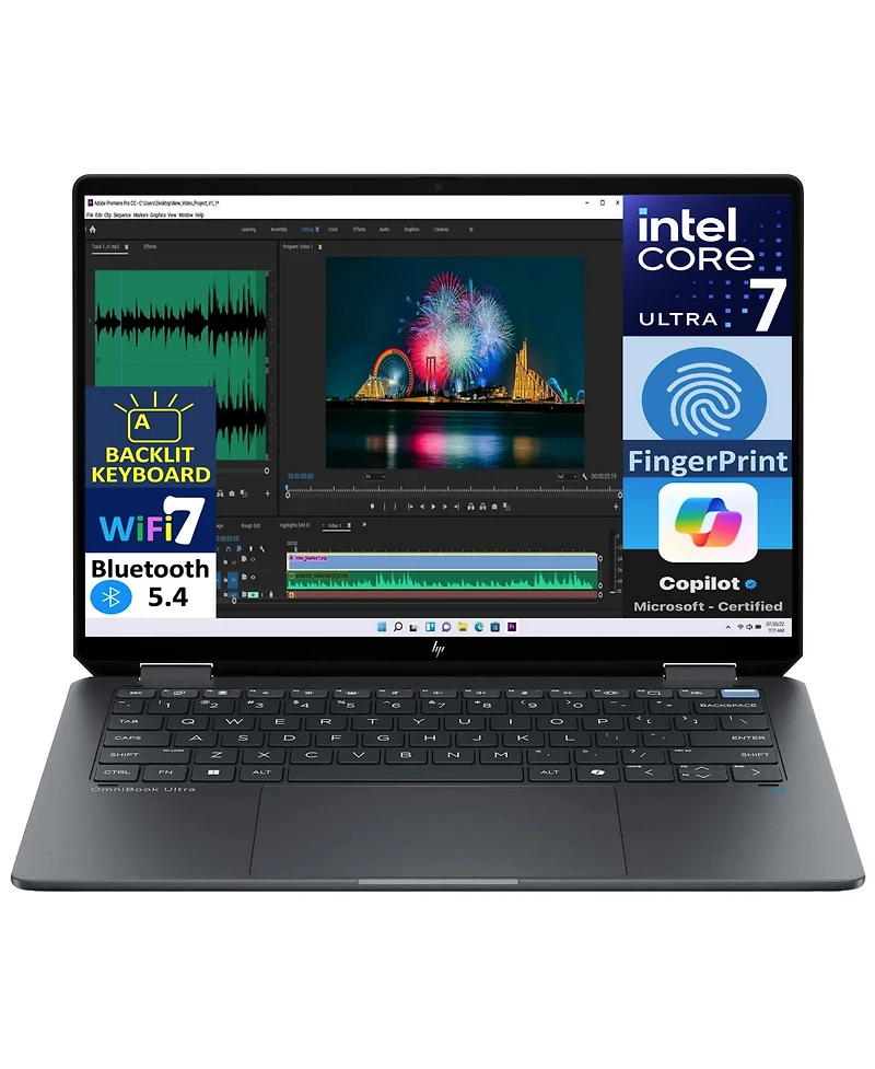 Hp OmniBook Ultra Flip 2-in-1 Laptop 14.0" 2.8K Display (Intel Ultra 7-256V, 16GB LPDDR5, 1TB PCIe Ssd,Fp, 2 TB4, WiFi 7, Bt 5.4, Win 11 Pro)