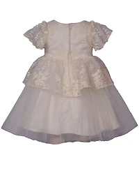 Bonnie Baby Girls Embroidered Lace Peplum Party Dress