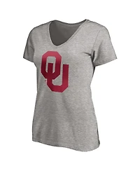 Fanatics Women's Gray Oklahoma Sooners Primary Logo V-Neck T-Shirt