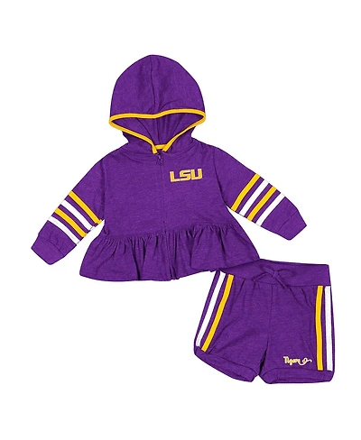 Colosseum Baby Boys and Girls 2-Piece Purple Lsu Tigers Spoonful Full-Zip Hoodie Shorts Set