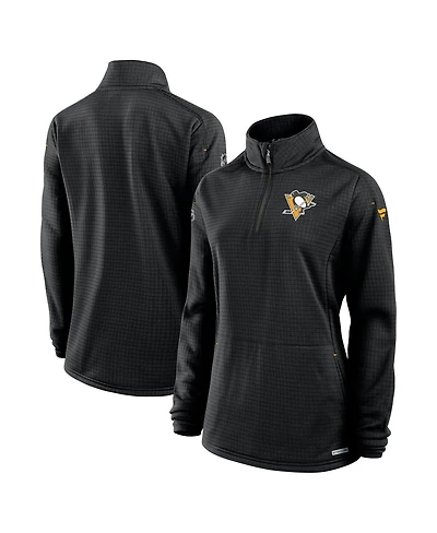 Fanatics Women's Black Pittsburgh Penguins Authentic Pro Rink Lightweight Quarter-Zip Pullover Top