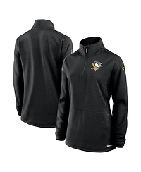 Fanatics Women's Black Pittsburgh Penguins Authentic Pro Rink Lightweight Quarter-Zip Pullover Top