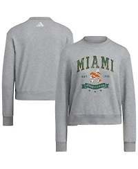 Adidas Women's Gray Miami Hurricanes Pullover Crewneck Sweatshirt