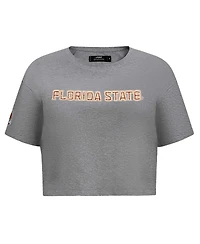 Pro Standard Women's Heather Charcoal Florida State Seminoles Tonal Neutral Boxy Cropped T-Shirt