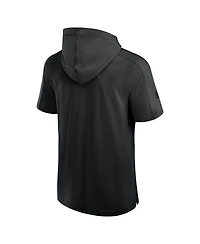 Fanatics Men's Black Chicago Blackhawks Authentic Pro Road Lightweight Short Sleeve Pullover Hoodie