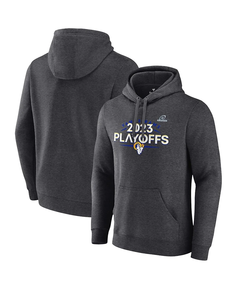 Fanatics Men's Heather Charcoal Los Angeles Rams 2023 Nfl Playoffs Fleece Pullover Hoodie