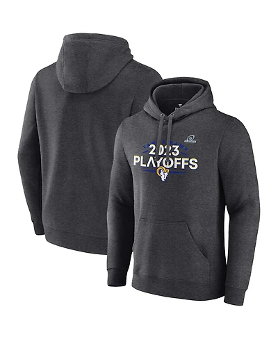 Fanatics Men's Heather Charcoal Los Angeles Rams 2023 Nfl Playoffs Fleece Pullover Hoodie