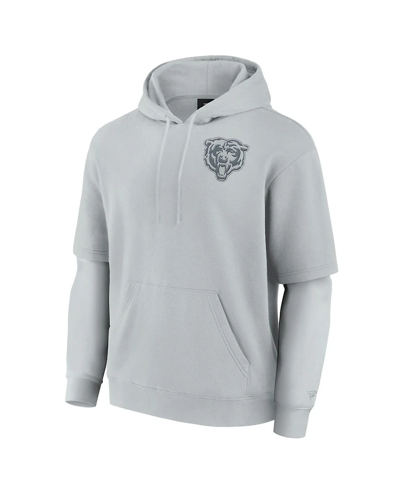 Fanatics Men's and Women's Gray Chicago Bears Sleek Elements Pullover Hoodie