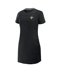 Fanatics Women's Black New Orleans Saints Ruched Drape T-Shirt Dress