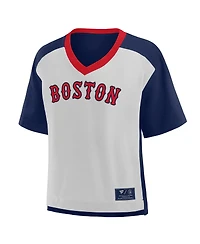 Fanatics Women's Navy/Graphite Boston Red Sox Oversized Race to Win V-Neck T-Shirt